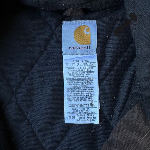 Vintage Y2K Carhartt J130 DKB brown hooded work wear jacket - Picture 5 of 8